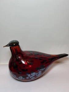 Iittala O. Toikka signiertes großes rubinrot metallic mundgeblasenes Glas Vogel Taube Kunstglas - Bild 1 von 17