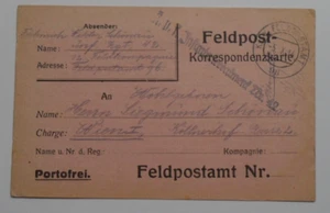 STAMPMART : KORRESPONDENZKARTE 1914 96 FIELDPOSTAMT NR. WW I POSTCARD TO WIEN - Picture 1 of 2