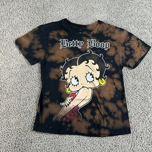 Betty Boop Shirt Womens Small Black Brown Tie Dye Short Sleeve Casual Ladies - Picture 1 of 8