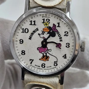 Vintage Bradley Minnie Mouse Wrist Watch Walt Disney Mechanical Wind Up Swiss  - Picture 1 of 9