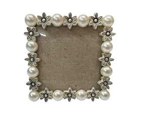 Decorel Kunstperlen & Metall Blumen 3" Quadrat Bilderrahmen Hochzeit Geburtstag - Bild 1 von 7