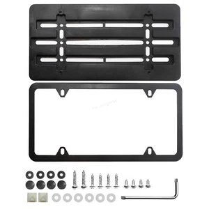 Universal 6x12 Inch Front Car Tag License Plate Holder Adjuster And Frame Combo - Picture 1 of 9