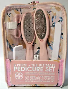 8 Piece The Ultimate Pedicure Set w Printed Storage Cosmetic Bag Daisy Fuentes - Picture 1 of 10