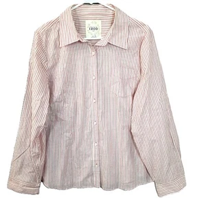 Izod Woman's Button up Shirt Size 1X, Long Sleeve, Pink & White, Small Spot - Picture 1 of 8