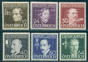 1936 Inventors, Kaplan, Lieben, Freiherr, Werndl, Ritter, Ressel, Austria, Mi.632, MLH - Imagen 1 de 2