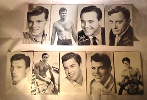 VINTAGE LOT OF 9 MALE CELEBRITY ARCADE CARDS 5 1/2" BY 3 1/2" - Picture 1 of 2