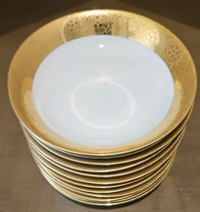 5 1/4" Vintage 18k Goldrand Wüstenteller Royale Bayrisch Rund Bone China 12er Set - Bild 1 von 6