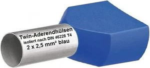 Twin Aderendhülsen 2x 2,5 mm² x 10mm lang blau Adernhülsen Doppel Aderendhülse - Bild 1 von 1