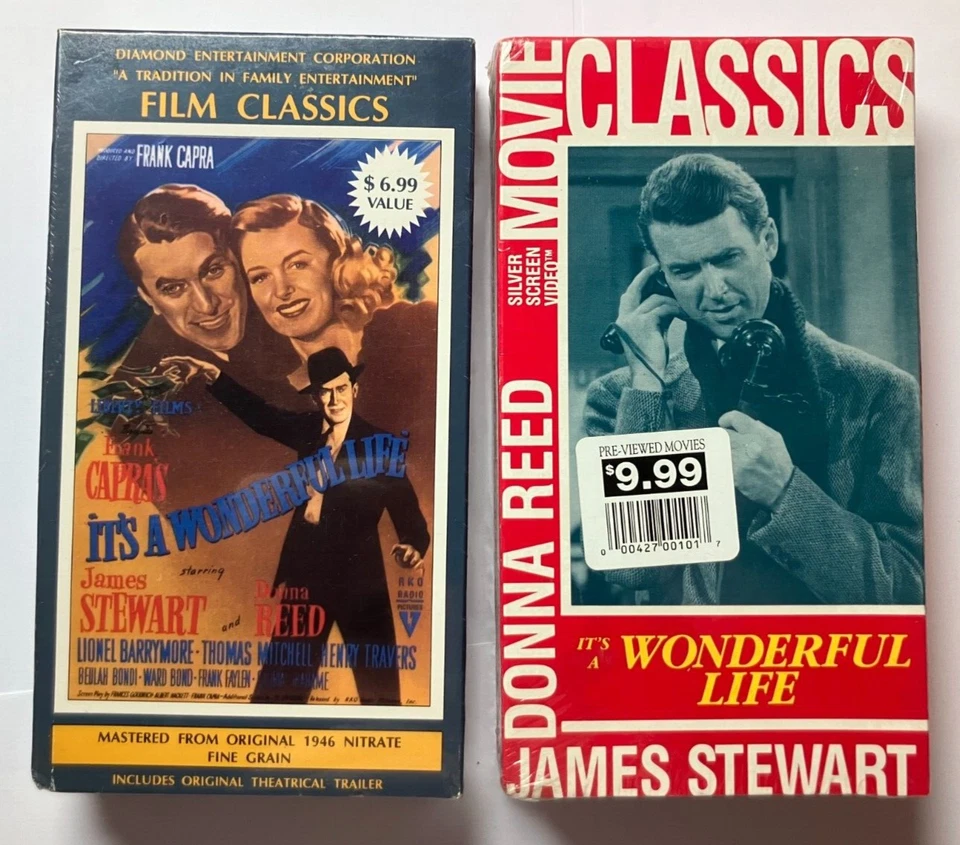 Frank Capra It's a Wonderful Life James Stewart Donna Reed 2 diff VHS Sealed New - Image 1 of 4
