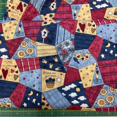 SPRINGS - HOME IS WHERE THE HEART IS - GARDEN PATCHWORK- BY THE YARD - Image 1 of 2