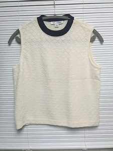 St. John Tanktop weiß creme ärmellos Strick schwarzer Besatz  - Bild 1 von 5
