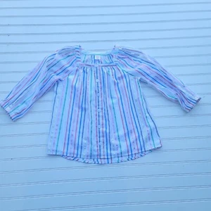 Wonder Nation Girls White Multi Metallic Top Stripe Long Sleeve Cotto L (10-12) - Picture 1 of 10