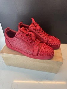 Christian Louboutin Junior Spikes Orlato Flat RED Mens Shoes 45.5EU /12.5US - Imagen 1 de 15
