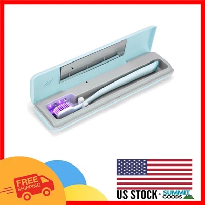 Estuche de saneamiento para cepillo de dientes UVC azul compacto - doble alimentación y filtración de agua Foto 1 de 4