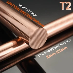 Copper Round Bar Rod 10mm 12mm 13mm 14mm 15mm 16mm 18mm 20mm 22mm 25mm to 65mm - Picture 1 of 12