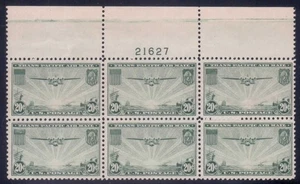 C21 - 20¢ China Clipper Top Position Plate Block 21627 - VF NH - Durland CV $160 - Picture 1 of 1