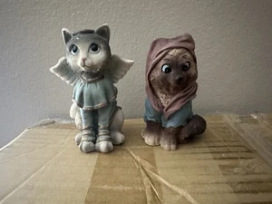 Antique Vintage Cat Kitten Calico Tabby Siamese NATIVITY Jesus 2 pieces - Picture 1 of 12
