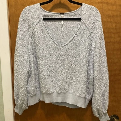 Свитер пуловер Free People Found My Friend Boucle Periwinkle синий размер L попкорн - Изображение 1 из 4