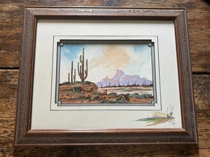 Impresión en acuarela enmarcada William T. Zivic Tucson Arizona desierto cactus suroeste - Imagen 1 de 8