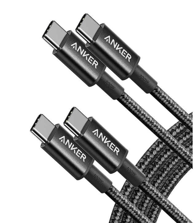 Cabo USB C para USB C (6 pés, pacote com 2), cabo carregador tipo C 100W carregamento rápido - Imagem 1 de 4