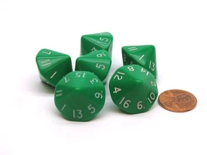 Opaque 17mm 16 Sided D16 Chessex Dice, 6 Pieces - Green with White Numbers - Picture 1 of 1