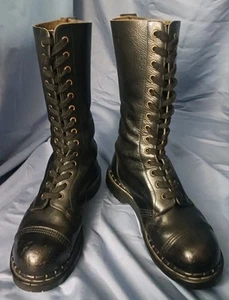 Vintage 90s GRIPFAST Steel Toe Leather 14 Eye Boots Made UK England Sz 9 RARE - Bild 1 von 18