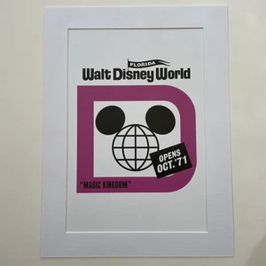 Walt Disney World Theme Park • Magic Kingdom Opens Oct.’71 Mounted Retro Print - Picture 1 of 1