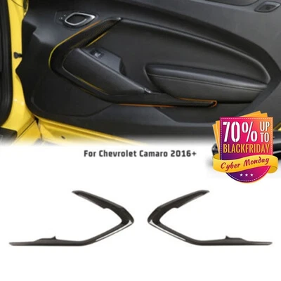 Interior Door V Shape Cover Trim Strip for Chevrolet Camaro 2016-24 Carbon Fiber Foto 1 de 4