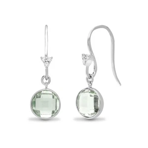 18ct White Gold Jewelco London Diamond Green Amethyst Bubbly Tear Drop Earrings - Picture 1 of 3