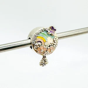 PANDORA 925 Silver Rainbow Flower Dangle Charm Clouds Story Floral Bracelet ALE - Picture 1 of 8