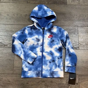 NWT! Nike All Over Print AOP Blue White Ti-Dye Red Logo - Youth Size 6 (5-6 yrs) - Picture 1 of 8