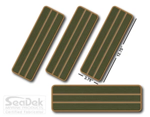 SeaDek Boat EVA Step Pads - Non Skid 4-Pc Stick On  - Olive Green - Mocha - Teak - Foto 1 di 5