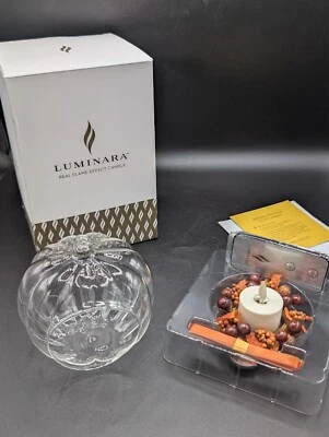 Luminara Fall Harvest Pumpkin Glass Ornament Flameless Candle Remote NEW  - Image 1 of 4