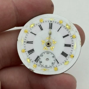 Hermoso reloj de bolsillo antiguo de 35,5 mm con patrón de porcelana esfera repuestos - Imagen 1 de 6