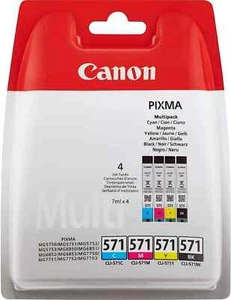 CANON PIXMA CLI-571 B/C/M/Y MULTIPACK COLORI CIANO MAGENTA GIALLO NERO ORIGINALE - Afbeelding 1 van 2