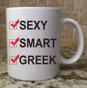 Tazza da tè caffè in ceramica 11 oz bianca sexy elegante greca ottimo regalo nuova - Foto 1 di 3