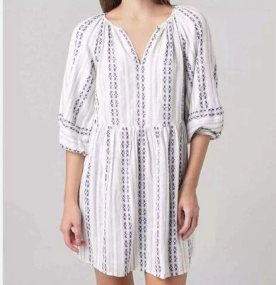 Платье Anthropologie Velvet Graham & Spencer среднее нона в полоску хлопок синее - Изображение 1 из 4