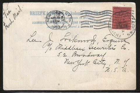British Guiana, 2c Ship Used on 1905 Postcard, sent from Georgetown to New York Cover