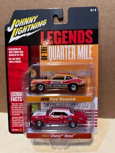 Chevrolet Nova Grumpy's 1966 Johnny Lightning Lengends y Ford Maverick 1970 1/64 - Imagen 1 de 2