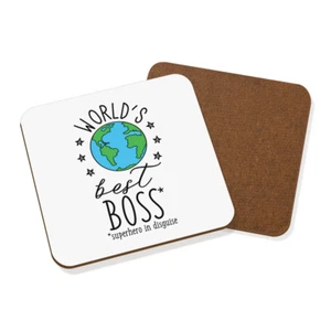 World's Best Boss Coaster Drinks Mat - Funny Gift Present - Picture 1 of 1