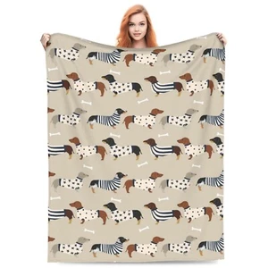 Dachshunds Dog Flannel Fleece Bed Blanket Throw Blanket Lightweight Cozy Plus... - Picture 1 of 8