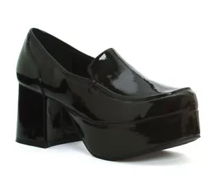 Mocasines de plataforma negros años 70 Pimp Daddy Disco Brady Bunch Halloween Disfraz Zapatos - Imagen 1 de 5
