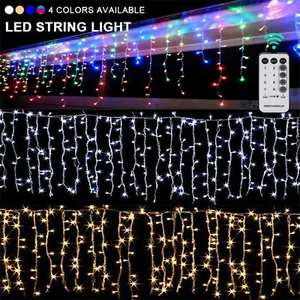 96 LED Fairy Curtain String light for Xmas Christmas Wedding Party Decor +Remote - Picture 1 of 17