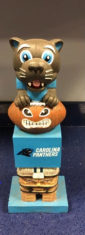 TIKI TOTEMS CAROLINA PANTHERS- 16 INCHES TALL  PREOWNED Cover