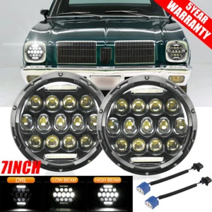 Pair 7" Round LED Headlights Hi-Lo Beam DRL Lamp for Oldsmobile Omega 1973-1979 - Picture 1 of 12