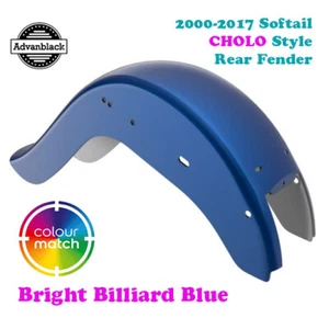 Bright Billiard Blue Extended Cholo Rear Fender fit 00-17 Harley Softail Deluxe - Picture 1 of 4
