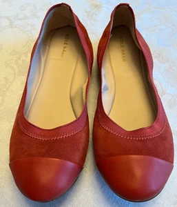 Cole Haan Suede Leather Cap Toe Ballet Flats Shoes Women SZ 8B Salmon Pink EUC - Picture 1 of 8