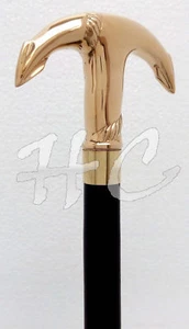 Vintage Brass Ship Anchor Handle Walking Canes Stick Nautical Wooden Stick - Picture 1 of 7