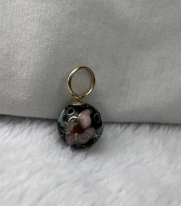 Floral Cloisonné Charm Pendant Pink Flower .5” Tiny Feminine Delicate - Picture 1 of 9
