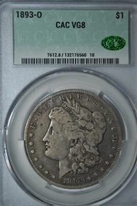 1893-O Morgan Silver Dollar CAC VG8 - Picture 1 of 4
